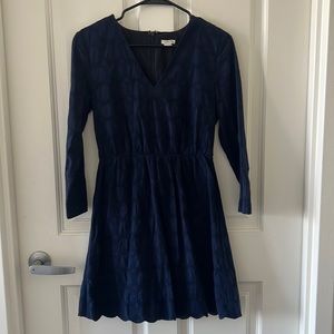 J.Crew Long Sleeve Navy Blue Scallop Dress